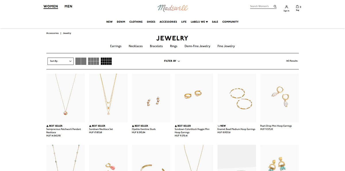 Madewell Online Jewelry Store