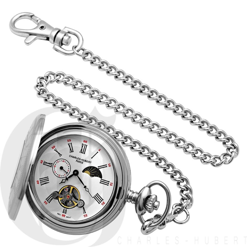 Charles-Hubert Paris 3565 Stainless Steel Pocket Watch
